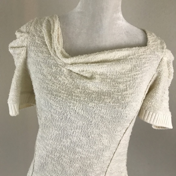 🛑SOLD🛑Anthro Asymmetrical Cream Fuzzy Blouse - Picture 3 of 5